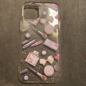 iPhone 11 Pro clear case with makeup print